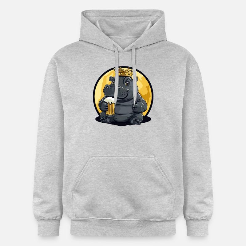 Hippopotame Bière Bande Dessinée - Sweat à capuche Softstyle® Gildan Unisexe - gris clair chiné