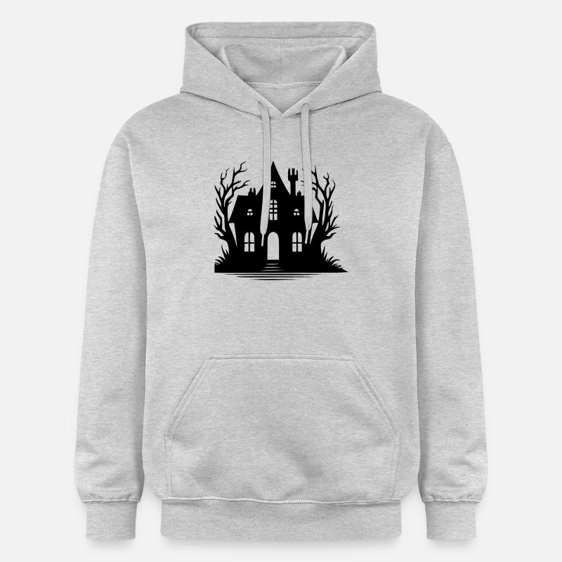 Étrange maison hantée d’Halloween - Sweat à capuche Softstyle® Gildan Unisexe - gris clair chiné