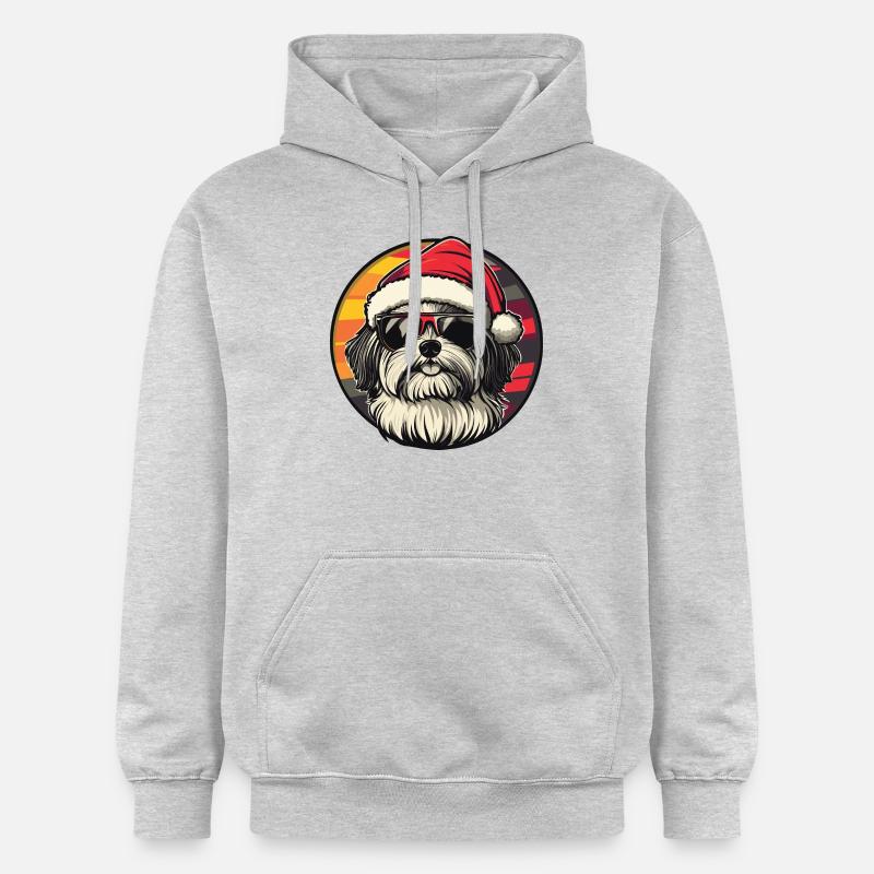 Chien Havanais Noël Cool - Sweat à capuche Softstyle® Gildan Unisexe - gris clair chiné