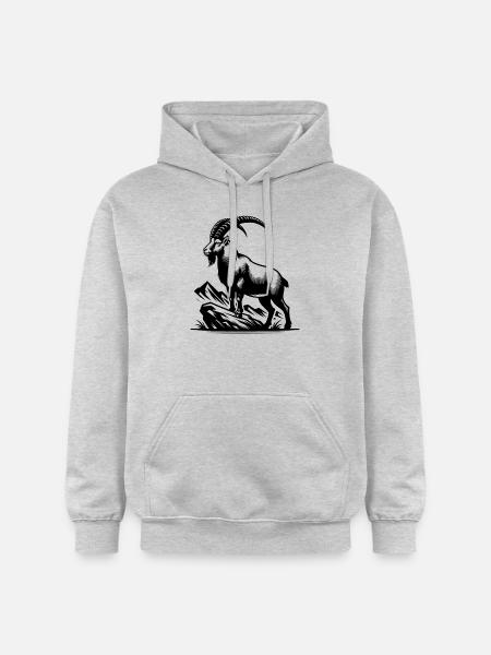 Steinbock mit gewaltigen Hörnern - Gildan Unisex Softstyle® Midweight Hoodie - Hellgrau meliert