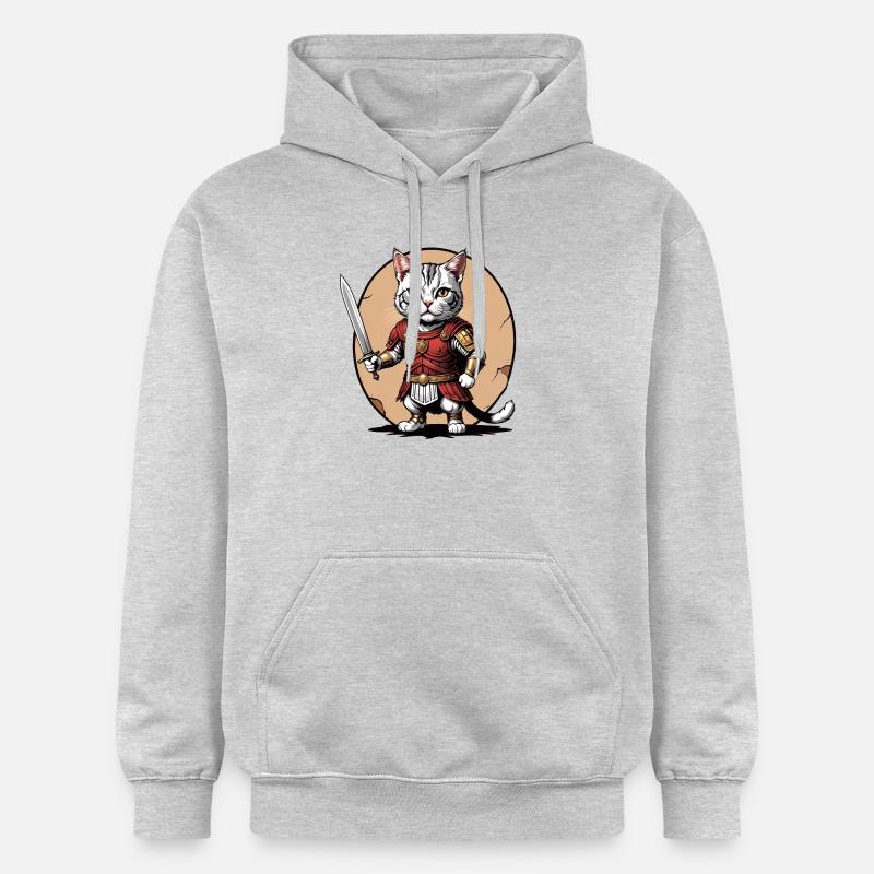 Chat Guerrier Romain Chat Cadeau - Sweat à capuche Softstyle® Gildan Unisexe - gris clair chiné