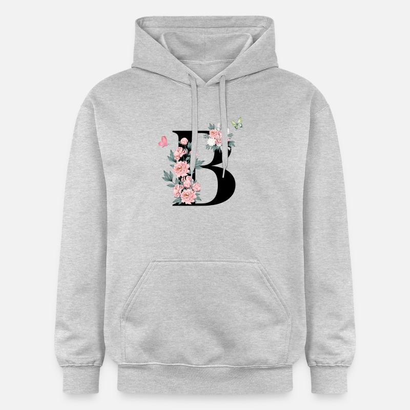 Lettre b fleurs rose - Sweat à capuche Softstyle® Gildan Unisexe - gris clair chiné