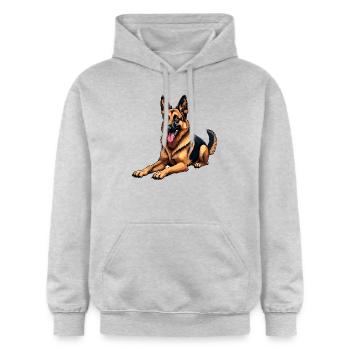 Deutscher Schäferhund German Shepherd dog Owczarek - Gildan Unisex Softstyle® Midweight Hoodie - Hellgrau meliert - Vorne - Liana (172cm) & Jaron (178cm)