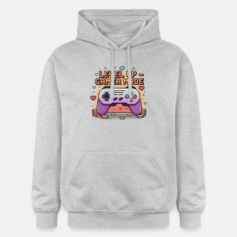 Montée de niveau – Mode joueur - Sweat à capuche Softstyle® Gildan Unisexe - gris clair chiné