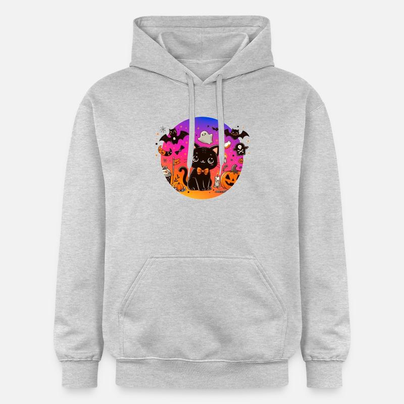Chaton mignon halloween - Sweat à capuche Softstyle® Gildan Unisexe - gris clair chiné