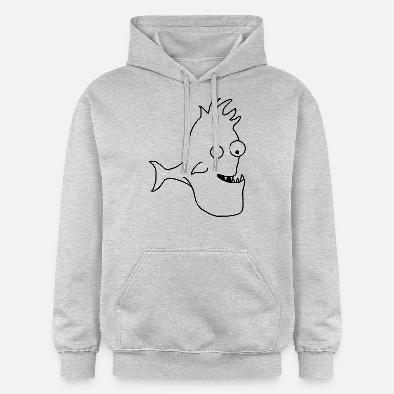 Stupid Crazy Comic Fish - Sweat à capuche Softstyle® Gildan Unisexe - gris clair chiné