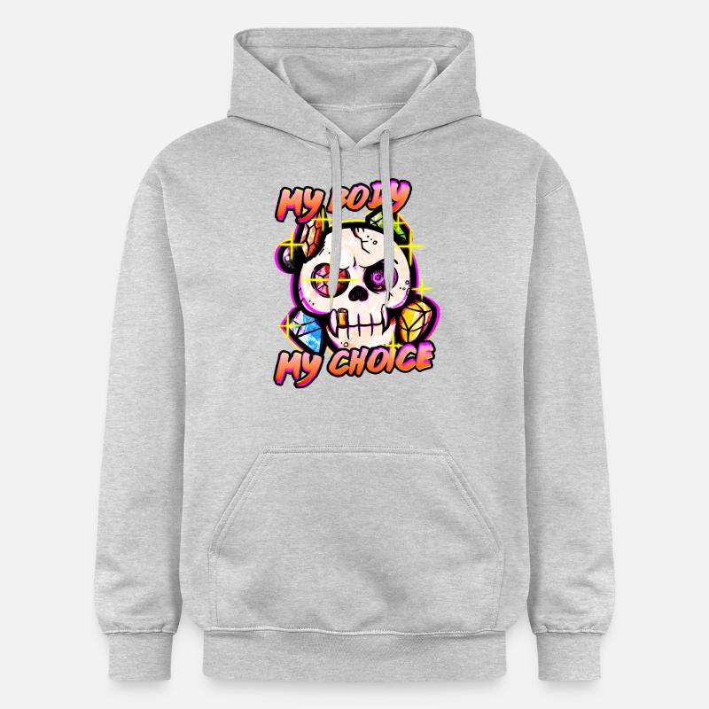 MonCorpsMonChoix - Sweat à capuche Softstyle® Gildan Unisexe - gris clair chiné