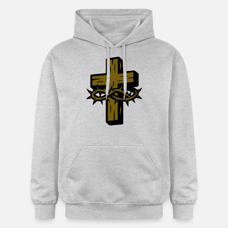 Croix Couronne d’épines Symbole - Sweat à capuche Softstyle® Gildan Unisexe - gris clair chiné