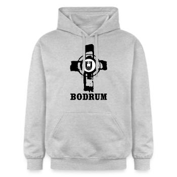 Bodrum - Gildan Unisex Softstyle® Midweight Hoodie - Hellgrau meliert - Vorne - Liana (172cm) & Jaron (178cm)