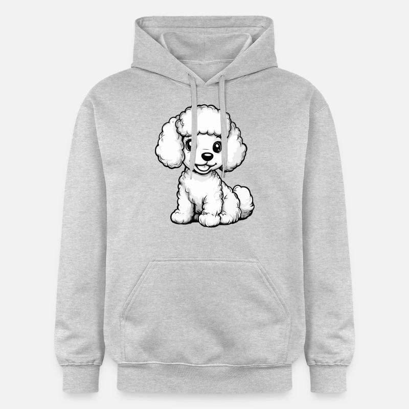 Caniche Chien Bande dessinée Mignon - Sweat à capuche Softstyle® Gildan Unisexe - gris clair chiné