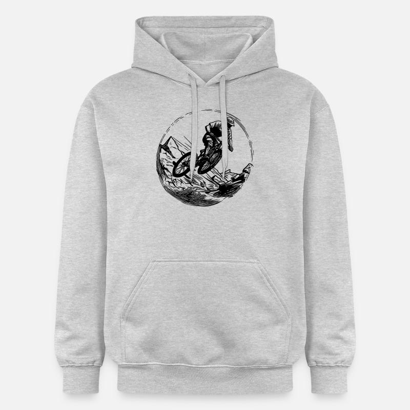 Saut VTT avec vélo - Sweat à capuche Softstyle® Gildan Unisexe - gris clair chiné