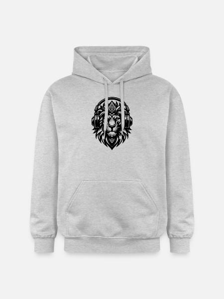 Grimmiger Löwe mit Kopfhörer - Gildan Unisex Softstyle® Midweight Hoodie - Hellgrau meliert