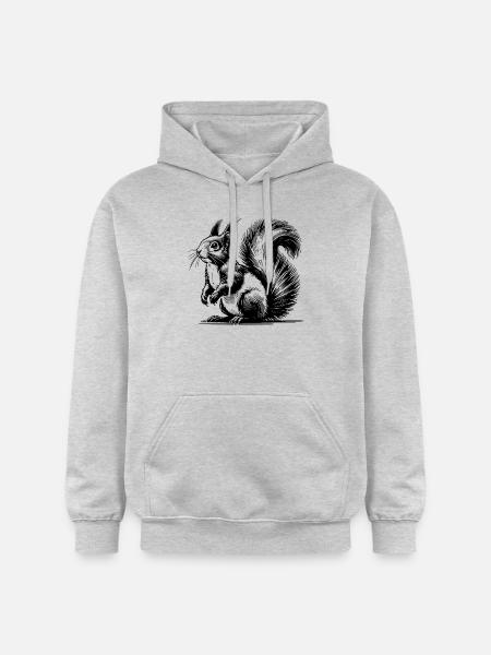 Cuddly Squirrel Pencil Stroke Sketch - Gildan Unisex Softstyle® Midweight Hoodie - light heather grey