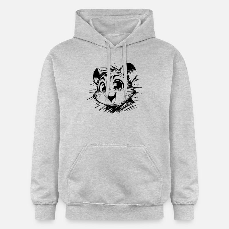 Dessins de hamster d’enfants joyeux - Sweat à capuche Softstyle® Gildan Unisexe - gris clair chiné