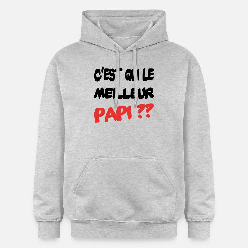C'est qui le meilleur papi - Sweat à capuche Softstyle® Gildan Unisexe - gris clair chiné