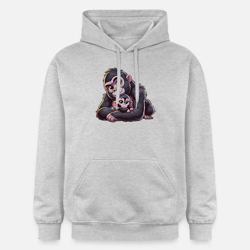 Mère gorille avec enfant - Sweat à capuche Softstyle® Gildan Unisexe - gris clair chiné