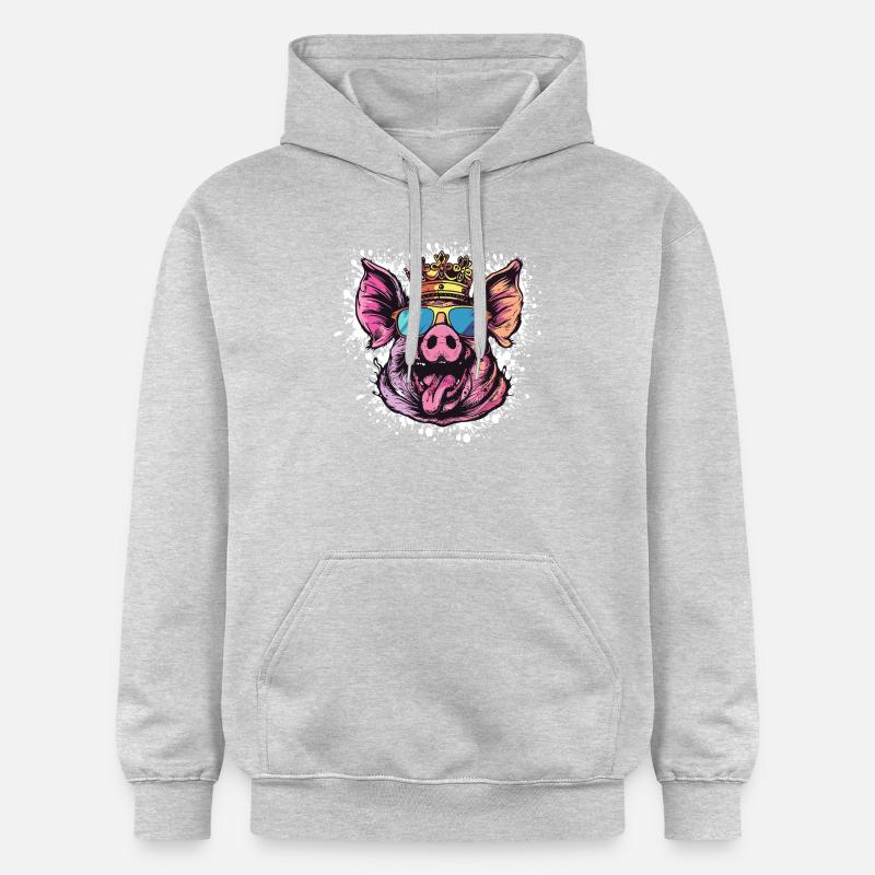 Bande dessinée de cochon - Sweat à capuche Softstyle® Gildan Unisexe - gris clair chiné