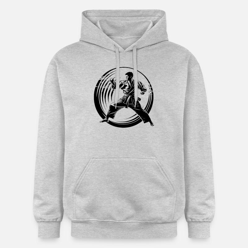 Silhouette de karaté - Sweat à capuche Softstyle® Gildan Unisexe - gris clair chiné