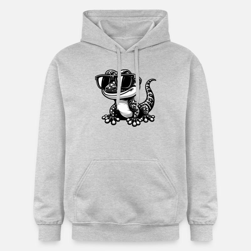 Gecko avec lunettes de soleil - Sweat à capuche Softstyle® Gildan Unisexe - gris clair chiné