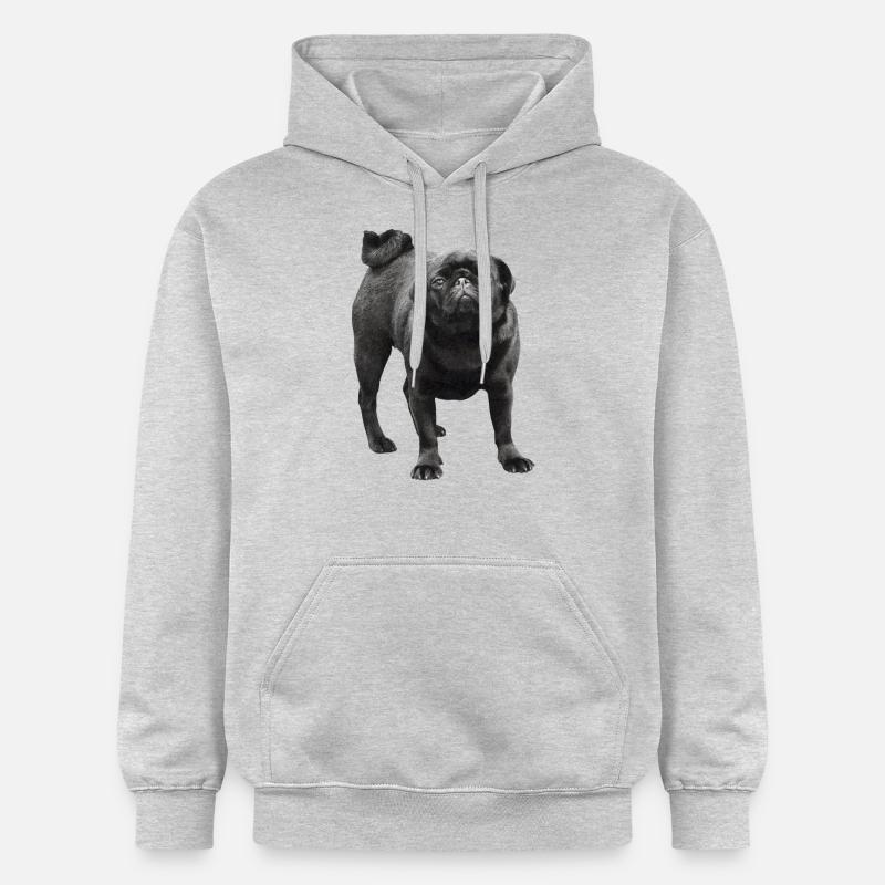 Pug noir - Sweat à capuche Softstyle® Gildan Unisexe - gris clair chiné