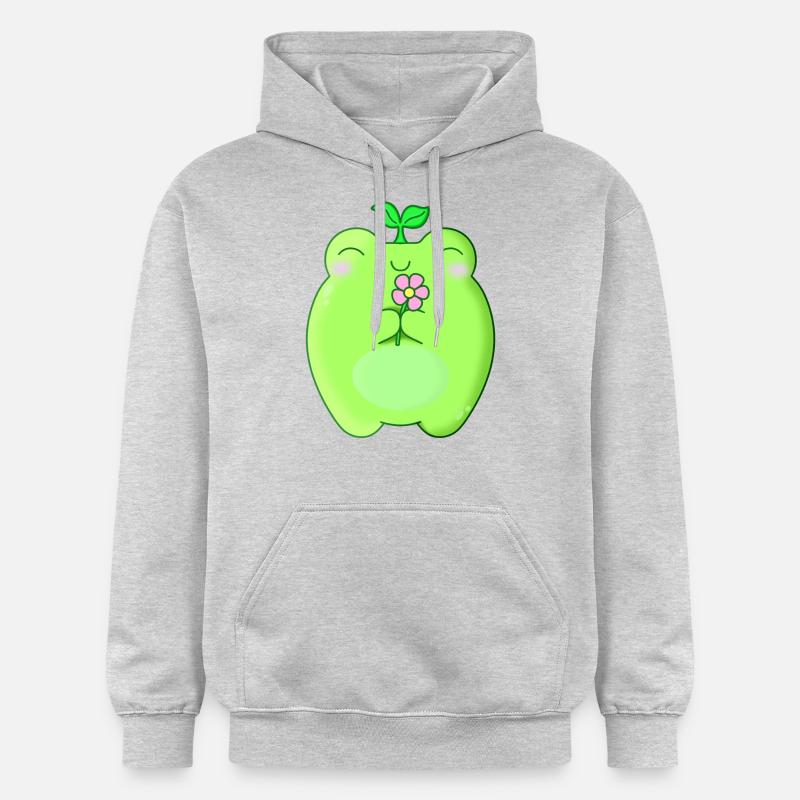 Grenouille mignonne kawaii avec fleur - Sweat à capuche Softstyle® Gildan Unisexe - gris clair chiné