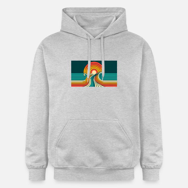 Coucher de soleil rétro 3 - Sweat à capuche Softstyle® Gildan Unisexe - gris clair chiné