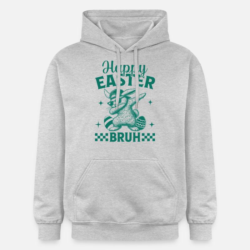 Joyeuses Pâques Bruh - Sweat à capuche Softstyle® Gildan Unisexe - gris clair chiné