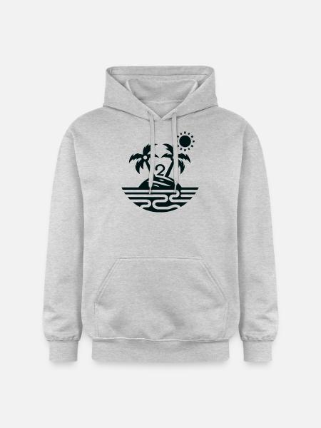 Island with 2 palm trees - Gildan Unisex Softstyle® Midweight Hoodie - light heather grey