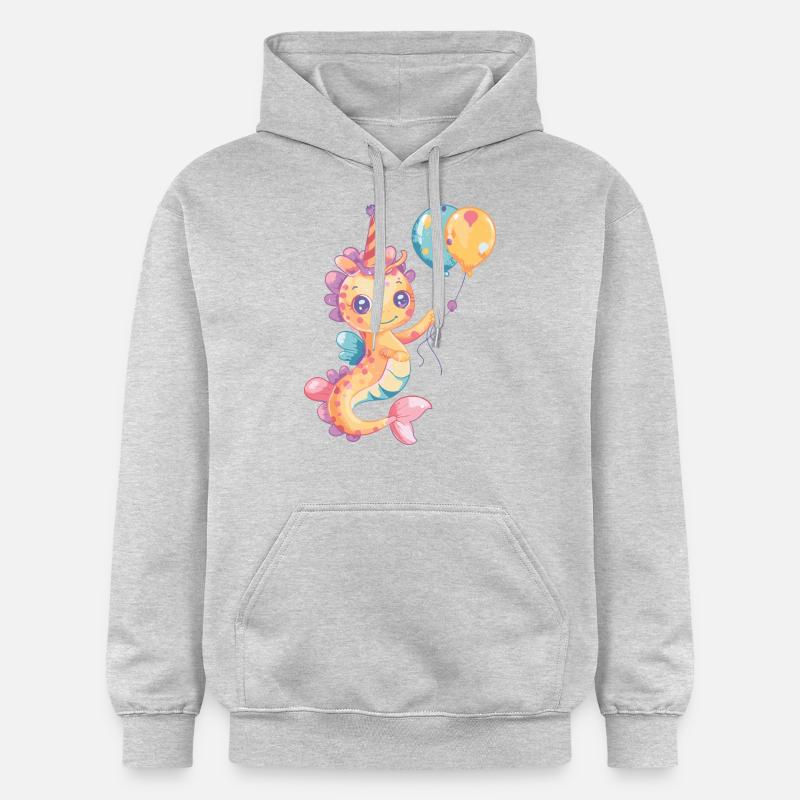 Hippocampe Anniversaire Bande Dessinée Mignon - Sweat à capuche Softstyle® Gildan Unisexe - gris clair chiné