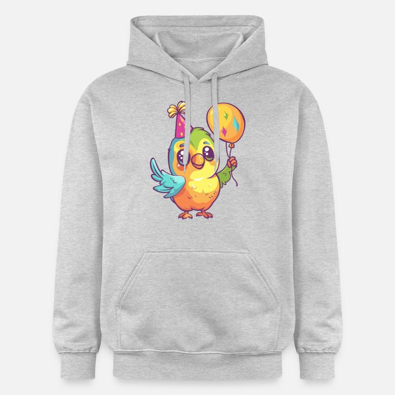 Perroquet anniversaire bébé - Sweat à capuche Softstyle® Gildan Unisexe - gris clair chiné