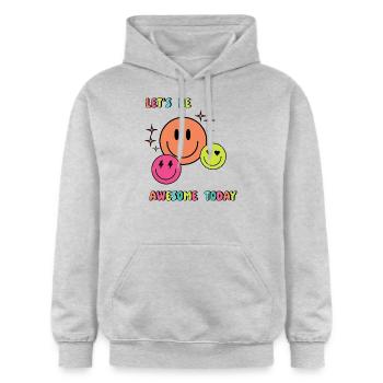Lets be AWESOME today - Geschenkidee - Geschenk - Gildan Unisex Softstyle® Midweight Hoodie - Hellgrau meliert - Vorne - Liana (172cm) & Jaron (178cm)