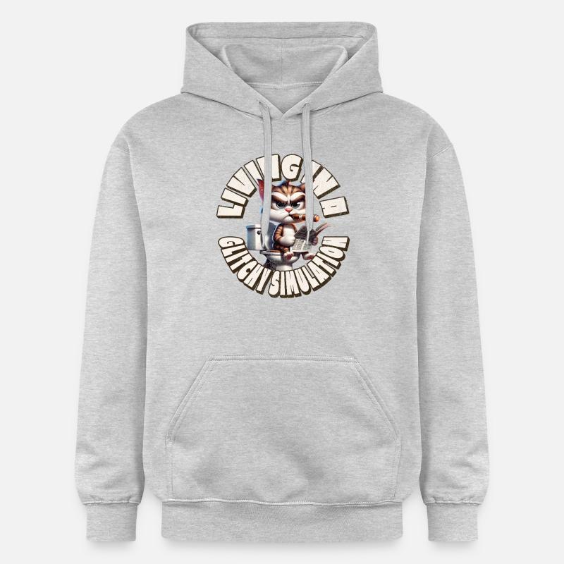 Vivre dans une simulation glitchy - Sweat à capuche Softstyle® Gildan Unisexe - gris clair chiné