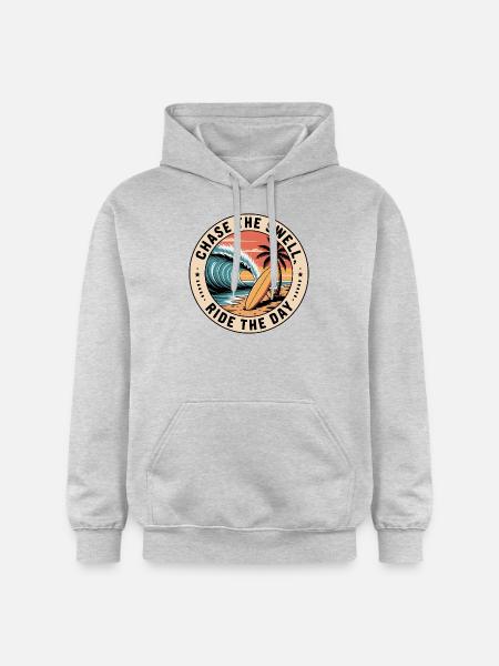Chase the Swell, Ride the Day - Gildan Unisex Softstyle® Midweight Hoodie - light heather grey