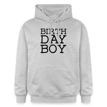 Birthday Boy - Sweat à capuche Softstyle® Gildan Unisexe - gris clair chiné - Devant - Liana (172cm) & Jaron (178cm)