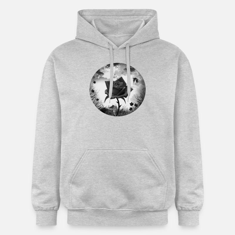 Rose noire gothique gothique - Sweat à capuche Softstyle® Gildan Unisexe - gris clair chiné