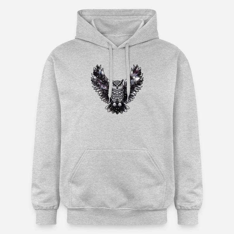 Majesté du hibou cosmique - Sweat à capuche Softstyle® Gildan Unisexe - gris clair chiné
