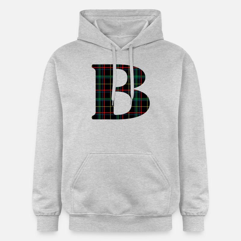 Monogramme b tartan écossais - Sweat à capuche Softstyle® Gildan Unisexe - gris clair chiné