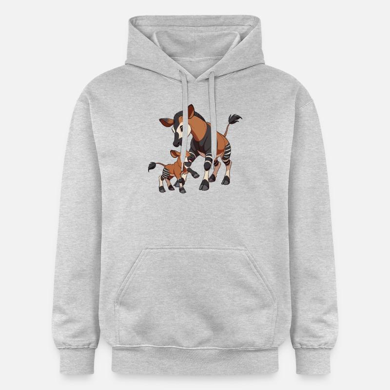 Okapi Mutter und Kind - Gildan Unisex Softstyle® Midweight Hoodie - Hellgrau meliert