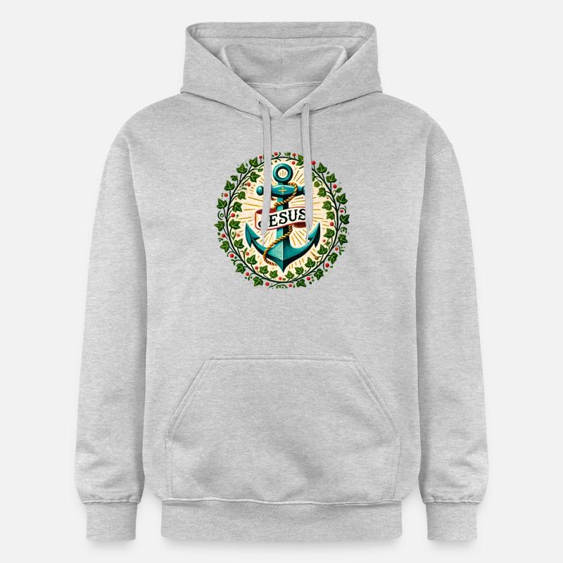 Jésus-Christ est mon ancre - Sweat à capuche Softstyle® Gildan Unisexe - gris clair chiné