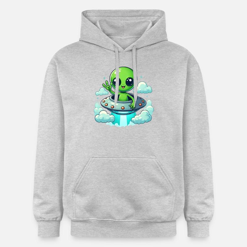 Un extraterrestre montre la paix - Sweat à capuche Softstyle® Gildan Unisexe - gris clair chiné