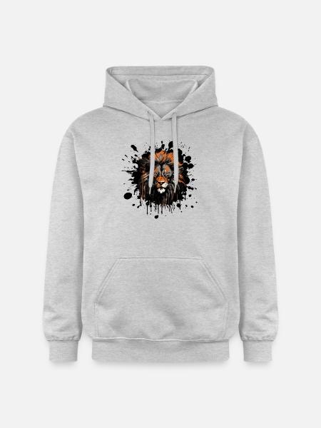 Lion Portrait - Gildan Unisex Softstyle® Midweight Hoodie - light heather grey