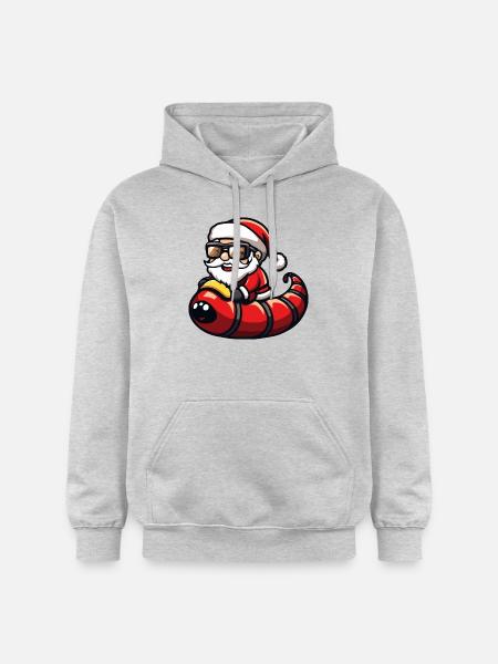 Worm Santa Claus Cartoon - Gildan Unisex Softstyle® Midweight Hoodie - light heather grey