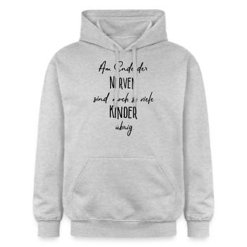 Am Ende der Nerven..... - Gildan Unisex Softstyle® Midweight Hoodie - Hellgrau meliert - Vorne - Liana (172cm) & Jaron (178cm)