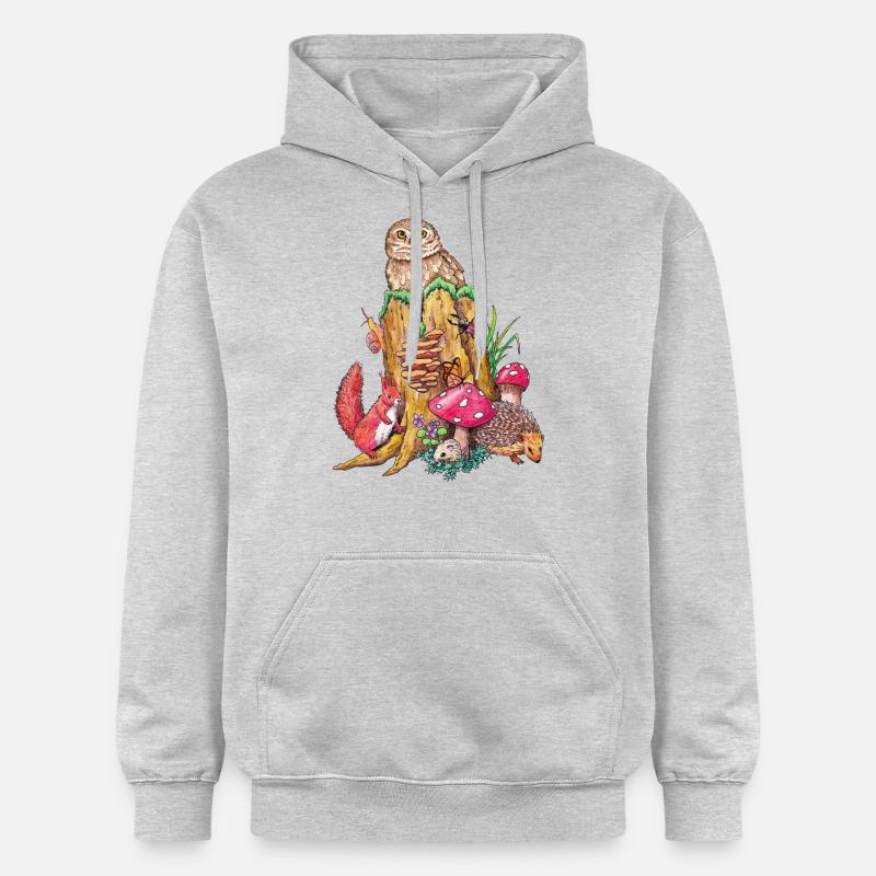Animaux de la forêt - Sweat à capuche Softstyle® Gildan Unisexe - gris clair chiné