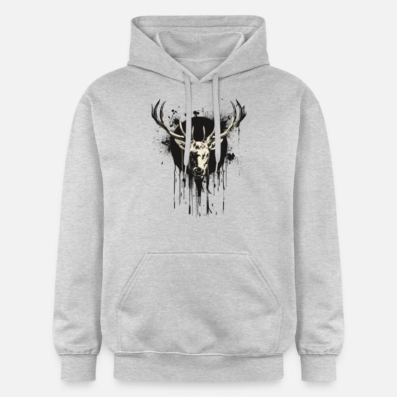 Cerf avec bêche noire - Sweat à capuche Softstyle® Gildan Unisexe - gris clair chiné