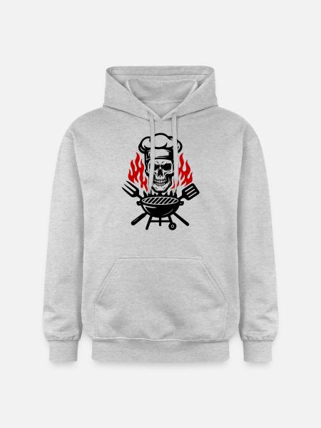 Grill Skull Chef Grilling - Gildan Unisex Softstyle® Midweight Hoodie - light heather grey