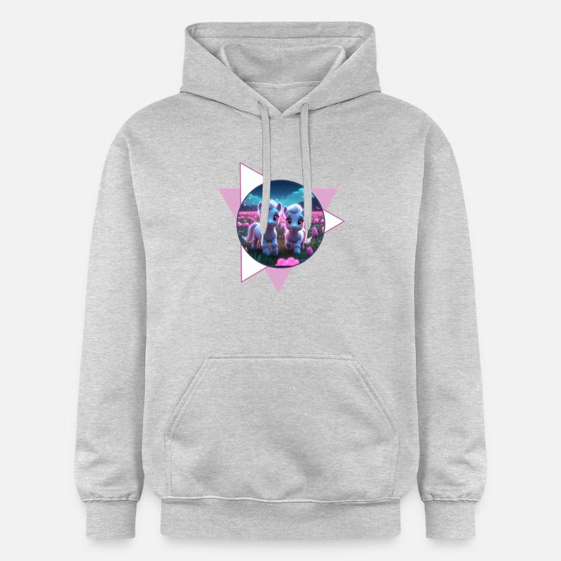 Deux poneys mignons - Sweat à capuche Softstyle® Gildan Unisexe - gris clair chiné