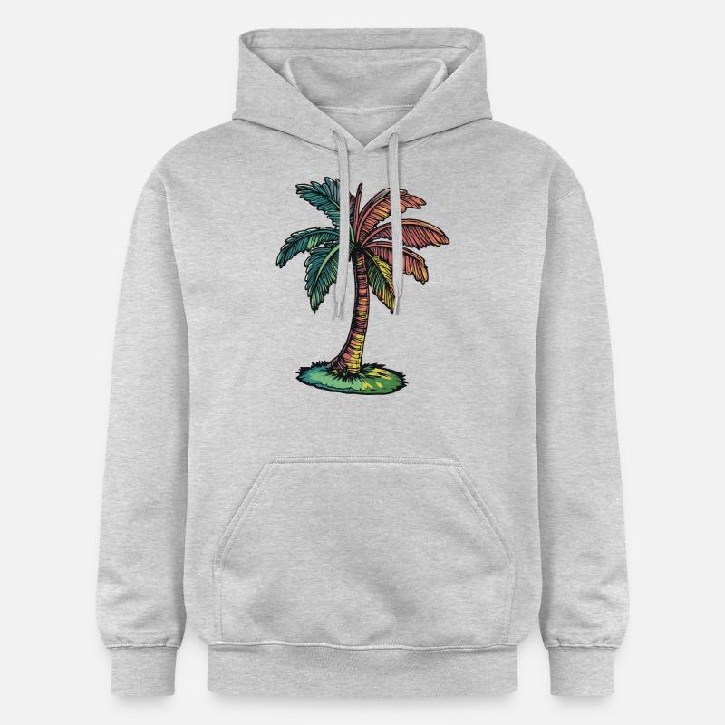 Plage de Palm Tree - Sweat à capuche Softstyle® Gildan Unisexe - gris clair chiné