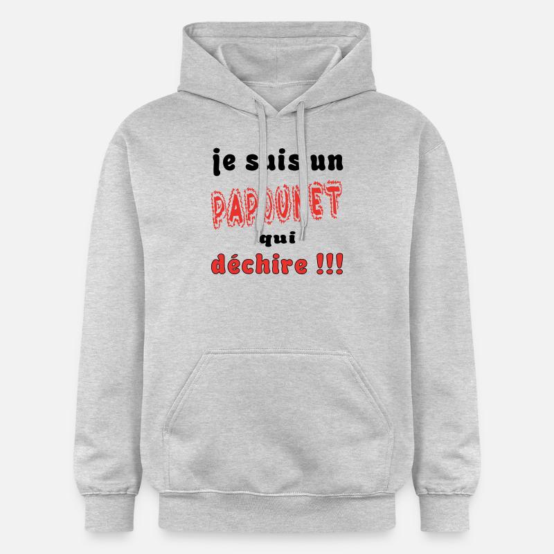 Je suis un papoune - Sweat à capuche Softstyle® Gildan Unisexe - gris clair chiné