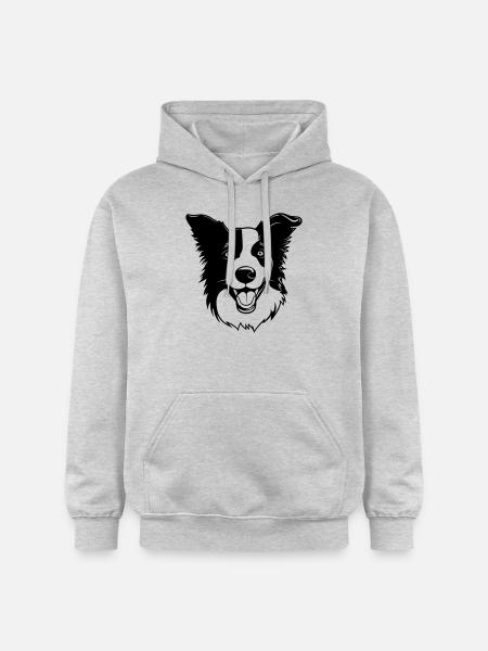 Border Collie Dog Head - Gildan Unisex Softstyle® Midweight Hoodie - light heather grey